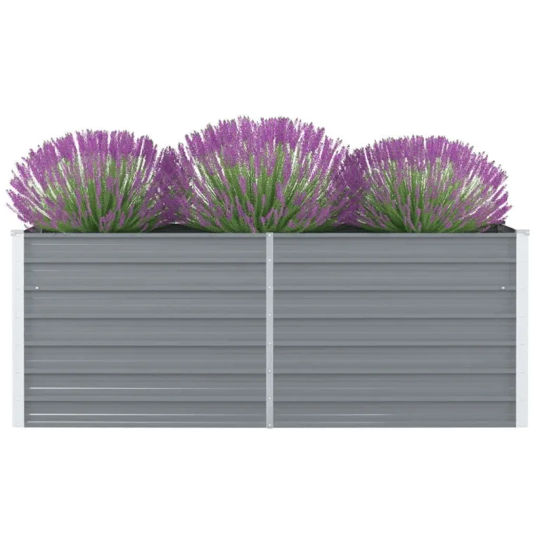vidaXL Hochbeet Pflanzenbeet Gemüsebeet Pflanzkasten Frühbeet Gartenbeet Pflanzkübel Blumenkasten Blumenbeet 160x80x45cm Verzinkter Stahl Grau – Bild 2