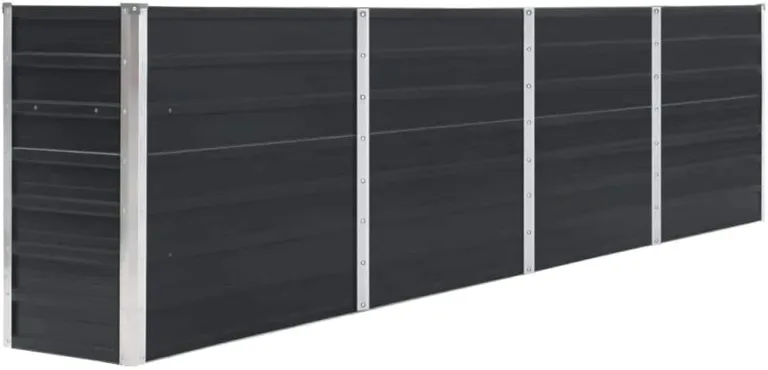 vidaXL Hochbeet Gartenbeet Pflanzbeet Frühbeet Pflanzkübel Pflanzkasten Blumenkübel Gemüsebeet Blumenkasten 320x40x77cm Verzinkter Stahl Anthrazit – Bild 1
