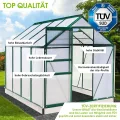 BRAST Gewächshaus Aluminium mit Fundament | 42 Modelle | 130x190x195cm - 490x250x235cm | TÜV geprüft | 6mm Hohlkammerplatten | rostfrei wetterfest temperaturbeständig | 250x190x195cm Grün - Thumbnail 4