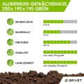 BRAST Gewächshaus Aluminium mit Fundament | 42 Modelle | 130x190x195cm - 490x250x235cm | TÜV geprüft | 6mm Hohlkammerplatten | rostfrei wetterfest temperaturbeständig | 250x190x195cm Grün - Thumbnail 6