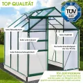 BRAST Gewächshaus Aluminium mit Fundament | 42 Modelle | 130x190x195cm - 490x250x235cm | TÜV geprüft | 6mm Hohlkammerplatten | rostfrei wetterfest temperaturbeständig | 190x190x195cm Grün - Thumbnail 4