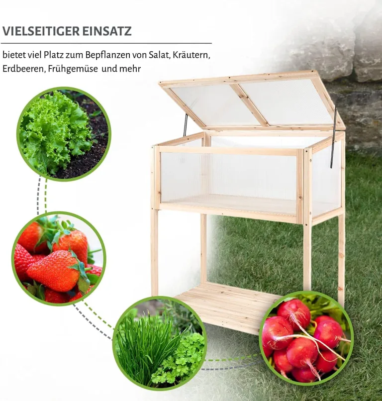 empasa Hochbeet 'Raise Deluxe' aus Holz Blumenkasten Pflanzkübel Frühbeet Kräuterbeet mit Abdeckung für Garten, Balkon und Terrasse – Bild 4