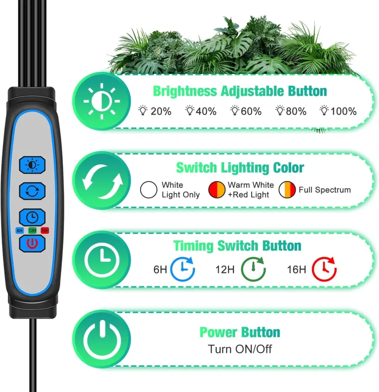 wolezek Pflanzenlampe LED, Pflanzenlicht, 80 LEDs Pflanzenleuchte 3000K 5000K 660nm Wachsen licht Vollspektrum für Zimmerpflanzen mit Zeitschaltuhr, 5 Arten von Helligkeit & 3 Lichter Modi für Gemüse – Bild 4