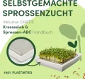 [Das Original Sprossenglas Starter-Set + KRESSESIEB | 1000ml mit hochwertigem Edelstahl-Gitterdeckel, Ständer, Keramikschale + Sprossen-ABC [Druckversion] Keimglas Anzuchtschale - Thumbnail 2
