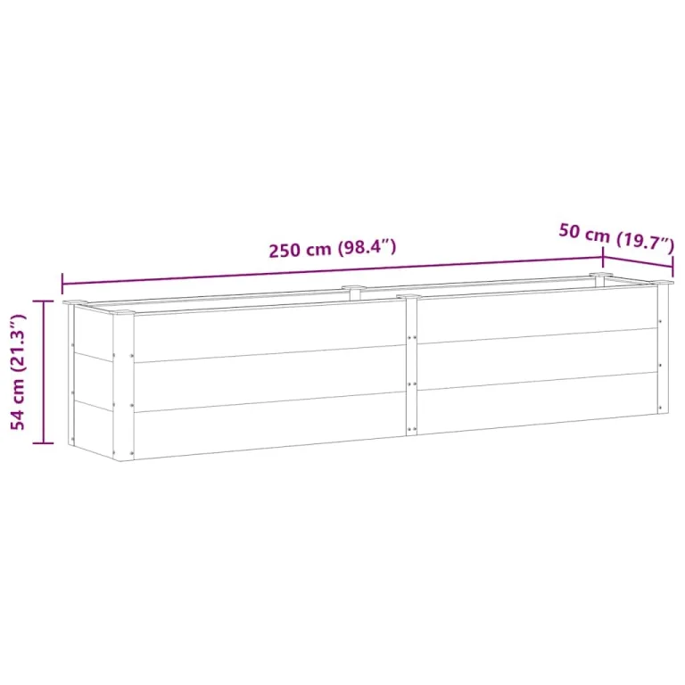 vidaXL Hochbeet Pflanzkübel Gartenbeet Blumenbeet Pflanzkasten Kräuterbeet Blumenkasten Pflanzkasten Gemüsebeet Pflanzbeet 250x50x54cm WPC Grau – Bild 3