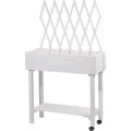 dobar® 58186e rollbares Hochbeet mit Rankgitter | Pflanzkasten auf Rollen | Blumenbeet aus Massiv-Holz | Schmales Kräuterbeet für Garten/Terrasse/Balkon | 79 x 28,5 x 130 cm | Weiß - Thumbnail 2