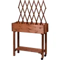 dobar® 58187e rollbares Hochbeet mit Rankgitter | Pflanzkasten auf Rollen | Blumenbeet aus Massiv-Holz | Schmales Kräuterbeet für Garten/Terrasse/Balkon | 79 x 28,5 x 130 cm | Braun - Thumbnail 2