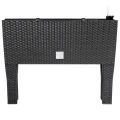 Deuba® Hochbeet 2in1 Funktion Balkonkasten 30L Bewässerungssystem mit abnehmbaren Füßen Polyrattan Beet Garten Balkon Kunststoff Anthrazit 60x25cm - Thumbnail 6