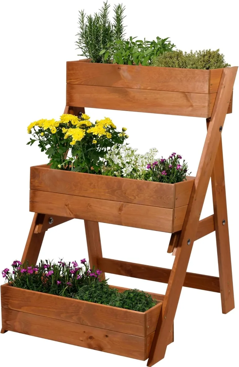 dobar® Dreistufige Pflanztreppe Outdoor aus Massiv-Holz für Balkon und Garten - Blumenbeet mit 3 Pflanzkästen wetterfest lasiert für draußen - 60 x 70 x 90 cm - Anthrazit – Bild 13