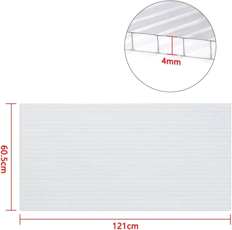 14 Pcs Polycarbonat Hohlkammerplatten Hohlkammerstegplatten Doppelstegplatten transparente Polykarbonat Platten 4 mm stark 60,5 x 121 cm Ersatzteile für Garten Treibhaus Ersatzplatten 10,25 m² – Bild 2