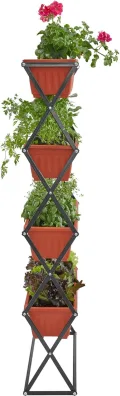 tectake® Vertical Gardening Beet mit 4X Blumenkasten, Pflanzturm Hochbeet Kunststoff, als Indoor Kräutergarten oder Outdoor im Garten, als Sichtschutz Balkon, Terrassen Deko, Blumenbank - Thumbnail 9
