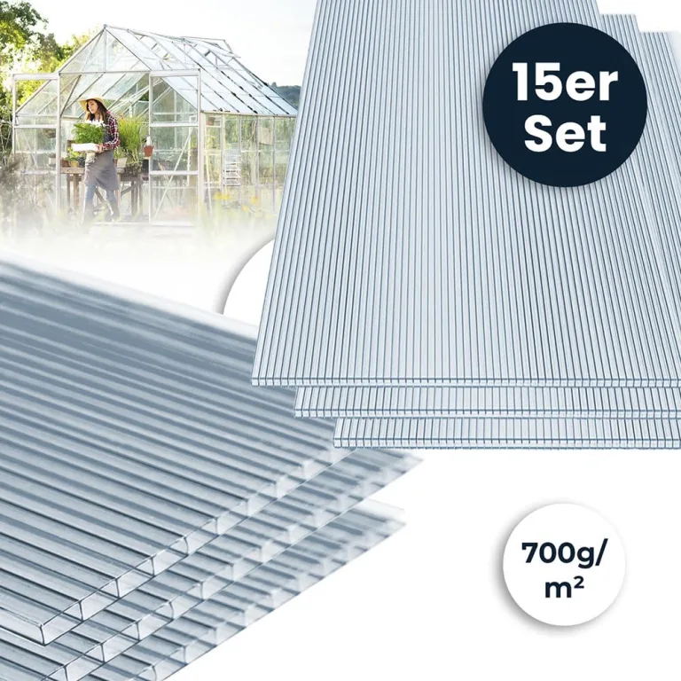 Home Deluxe - Hohlkammerstegplatten VARUS - UV-Geschützt - 15-teiliges Set I Hohlkammerplatten, Gewächshaus, Doppelstegplatte – Bild 3