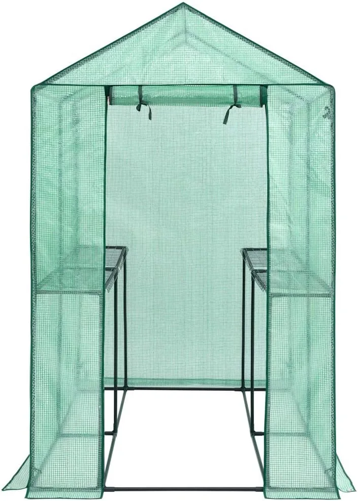 GARDEBRUK® Foliengewächshaus 2,23m² 4 Ablagen aufrollbare Tür Treibhaus Tomatenhaus Pflanzenhaus Anzucht 190x186x120cm – Bild 5
