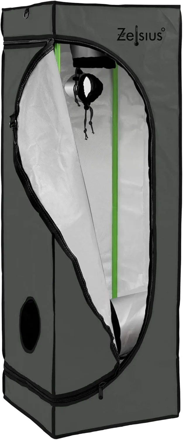 Zelsius Growzelt MyHomeGrow Grow Tent | Indoor Growroom | Growschrank Darkroom Pflanzenzelt Gewächshaus Zuchtzelt (60 x 60 x 120 cm, Grau) – Bild 1