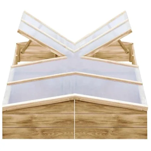 vidaXL 2X Kiefernholz Imprägniert Gewächshaus Frühbeet Frühbeetkasten Tomatenhaus Treibhaus Pflanzenhaus Kasten Pflanzenbeet Hochbeet 200x50x35cm – Bild 9