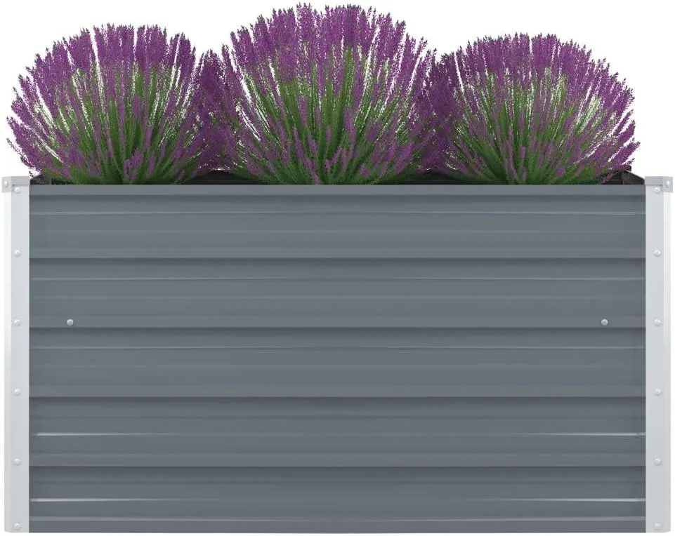 vidaXL Hochbeet Gartenbeet Gemüsebeet Pflanzbeet Pflanzkasten Blumenbeet Blumenkasten Frühbeet Garten 100x100x45cm Verzinkter Stahl Grau - Bild 1