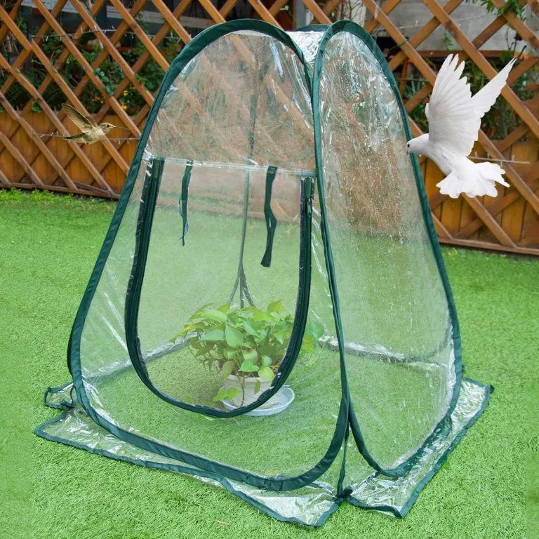 1 Stück Gartengewächshaus,Mini-Pop-up-Gewächshaus,Pflanzenabdeckung, kleines Winterzelt zum Schutz von Pflanzen und Blumen (70 x 70 x 80 cm) – Bild 5