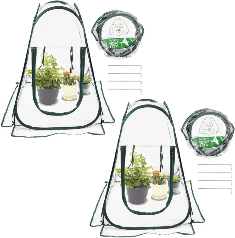 1 Stück Gartengewächshaus,Mini-Pop-up-Gewächshaus,Pflanzenabdeckung, kleines Winterzelt zum Schutz von Pflanzen und Blumen (70 x 70 x 80 cm) – Bild 6