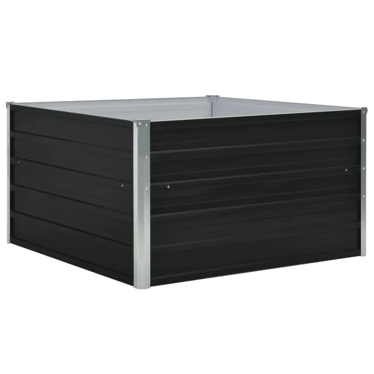 vidaXL Hochbeet Gartenbeet Gemüsebeet Pflanzbeet Pflanzkasten Blumenbeet Blumenkasten Frühbeet Garten 100x100x45cm Verzinkter Stahl Anthrazit – Bild 3