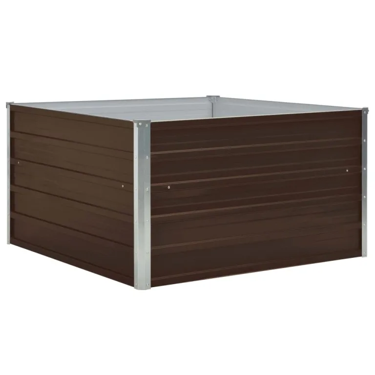 vidaXL Hochbeet Gartenbeet Gemüsebeet Pflanzbeet Pflanzkasten Blumenbeet Blumenkasten Frühbeet Garten 100x100x45cm Verzinkter Stahl Braun – Bild 3