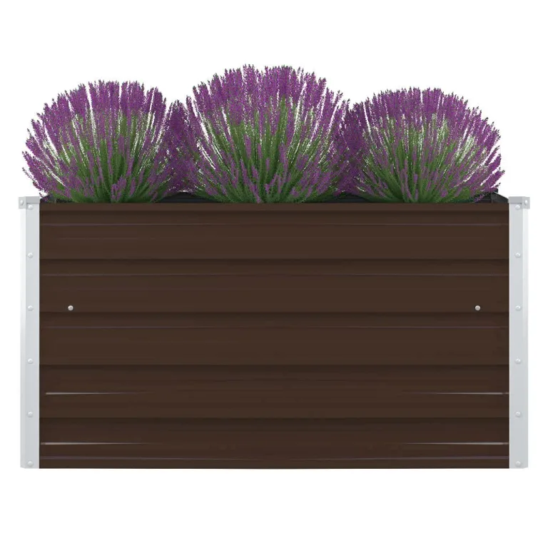 vidaXL Hochbeet Gartenbeet Gemüsebeet Pflanzbeet Pflanzkasten Blumenbeet Blumenkasten Frühbeet Garten 100x100x45cm Verzinkter Stahl Braun – Bild 1