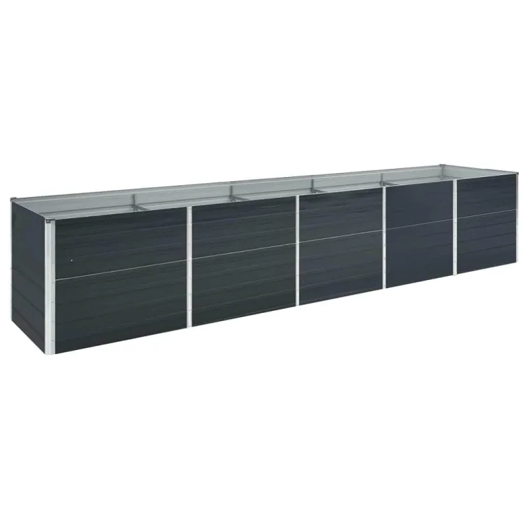 vidaXL Hochbeet Pflanzkübel Pflanzbeet Gemüsebeet Gartenbeet Frühbeet Blumenkasten Pflanzkasten Garten Verzinkter Stahl 400x80x45cm Anthrazit – Bild 1