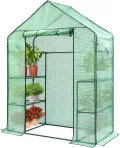 VIVOSUN Tragbares Gewächshaus 68x48x160 cm mit 4 Ebenen, Frühbeet mit Rädern, Grüne PE-Abdeckung, Pflanzenregal für Balkon, Terrasse, Kleinen Garten oder Hinterhof - Thumbnail 7