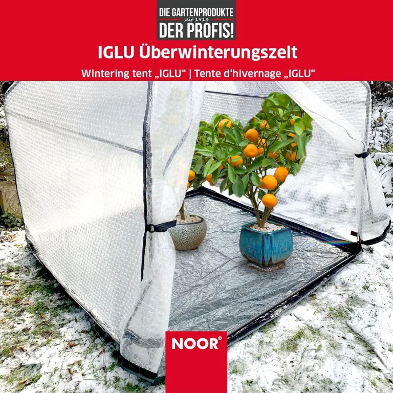Noor Überwinterungszelt IGLU für Kübelpflanzen - wetterfestes UV-beständiges Winterschutzzelt - Robustes frostsicheres Foliengewächshaus mit 3-lagiger Luftpolsterfolie - Modell XL 180x180x220 cm – Bild 4