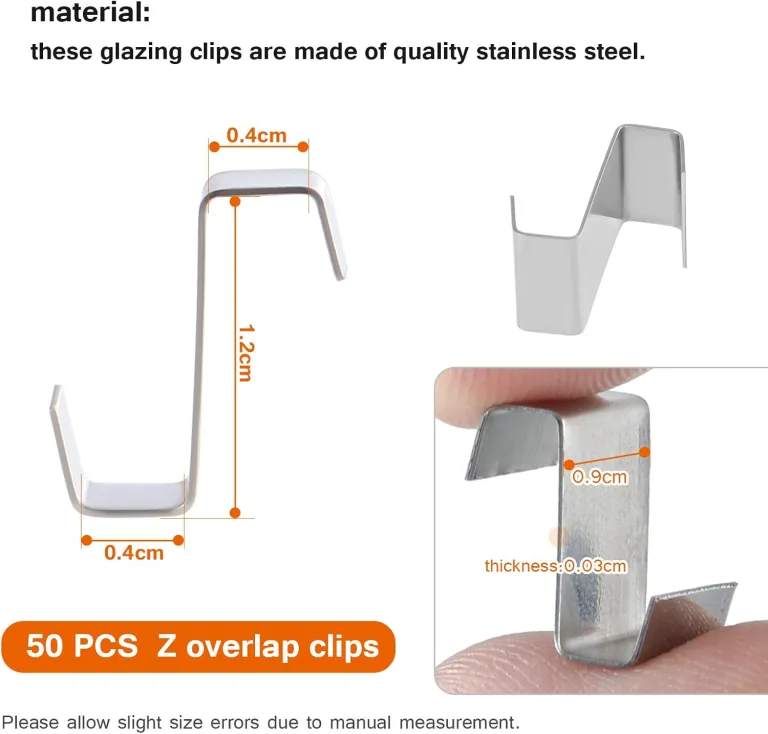 Color 230-teiliges Gewächshaus-Reparaturset, 80 Verglasungsclips mit Drahtklammern, 50 Aluminium-Gewächshausmuttern und 50 Aluminiumschrauben für Aluminium-Gewächshaus, 50 Z-Klemmen in Silber – Bild 3