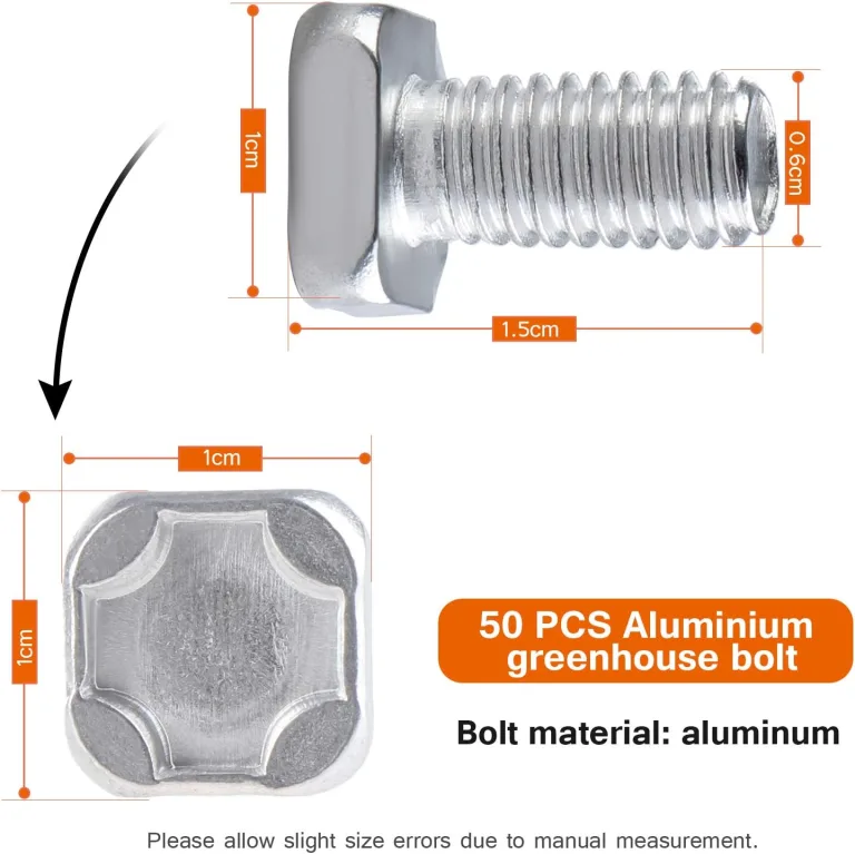Color 230-teiliges Gewächshaus-Reparaturset, 80 Verglasungsclips mit Drahtklammern, 50 Aluminium-Gewächshausmuttern und 50 Aluminiumschrauben für Aluminium-Gewächshaus, 50 Z-Klemmen in Silber – Bild 4
