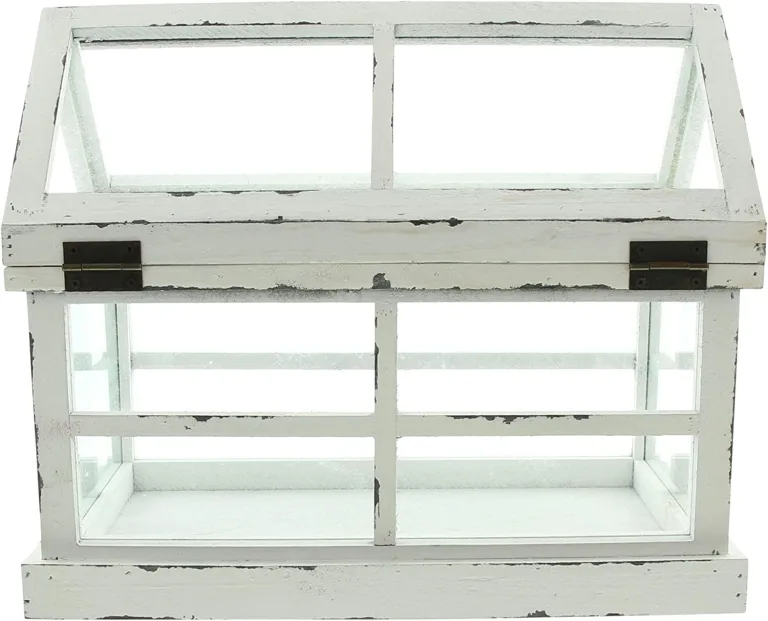 Mini-Gewächshaus “Shabby”, 37x21x31 cm, kleines Terrarium, Treibhaus, Zimmergewächshaus Weiß – Bild 8