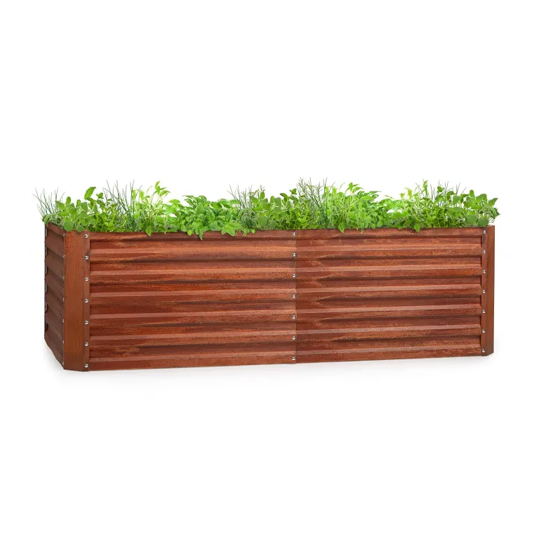 blumfeldt Hochbeet High Grow Straight Material: verzinkter Stahl. Durchmesser: 0,6 mm. Rostschutz. 4X Aluminium Schutzleisten. Maße: 200 x 90 x 100 cm. Volumen: 1800 l. Anthrazit. – Bild 9