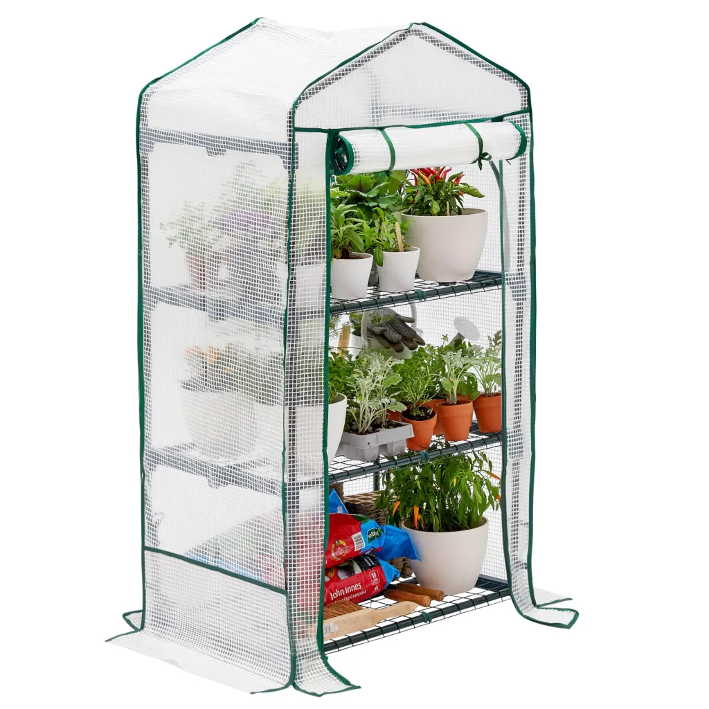 Bramble - Premium Garten Foliengewächshaus für Balkon & Terrasse mit 3 Etagen, Stahlrahmen & Verstärkter PVC-Abdeckung - Stabil & Einfach zu Montieren - 125x69x49cm