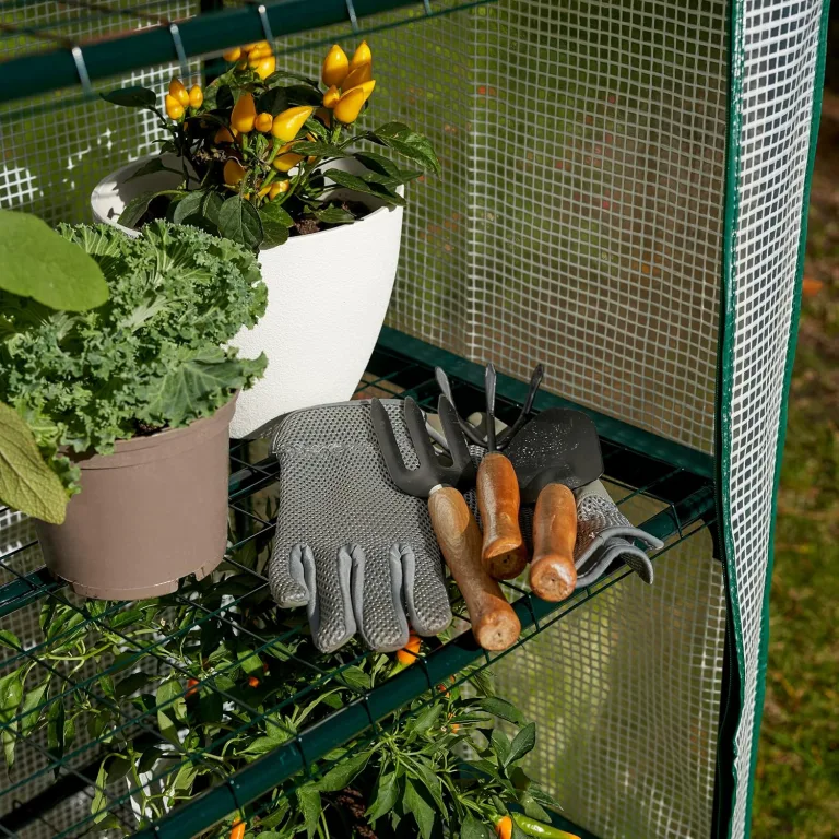 Bramble - Premium Garten Foliengewächshaus für Balkon & Terrasse mit 4 Etagen, Stahlrahmen & Verstärkter PVC-Abdeckung - Stabil & Einfach zu Montieren - 160x69x49cm – Bild 9