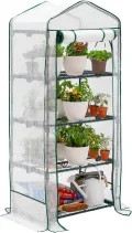 Bramble - Premium Garten Foliengewächshaus für Balkon & Terrasse mit 4 Etagen, Stahlrahmen & Verstärkter PVC-Abdeckung - Stabil & Einfach zu Montieren - 160x69x49cm - Thumbnail 1