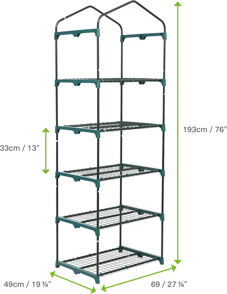 Bramble - Premium Garten Foliengewächshaus für Balkon & Terrasse mit 5 Regalen, Stahlrahmen & Verstärkter PVC-Abdeckung - Stabil & Einfach zu Montieren - 193x69x49cm Weiß – Bild 6