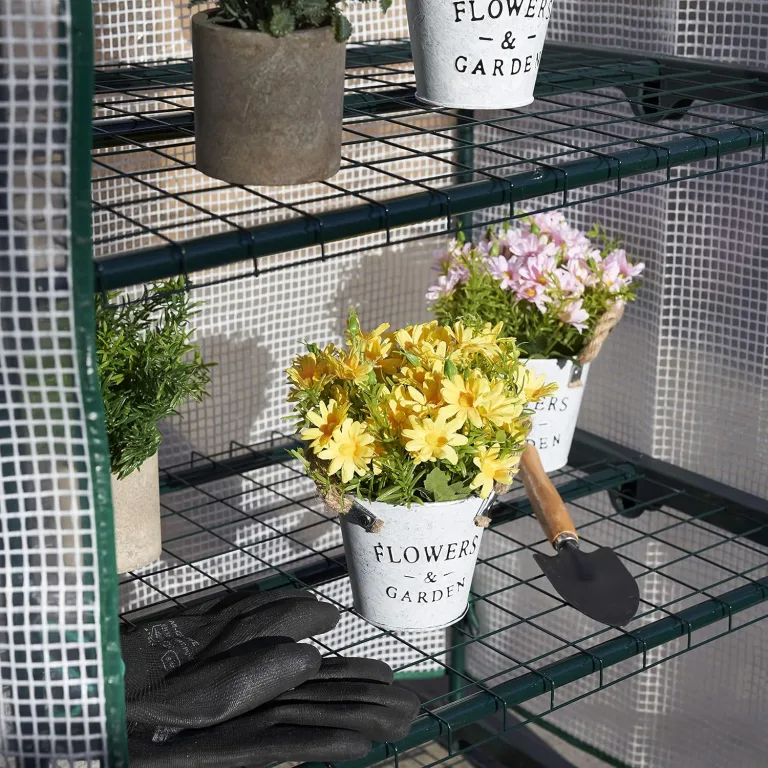 Bramble - Premium Garten Foliengewächshaus für Balkon & Terrasse mit 5 Regalen, Stahlrahmen & Verstärkter PVC-Abdeckung - Stabil & Einfach zu Montieren - 193x69x49cm Weiß – Bild 9
