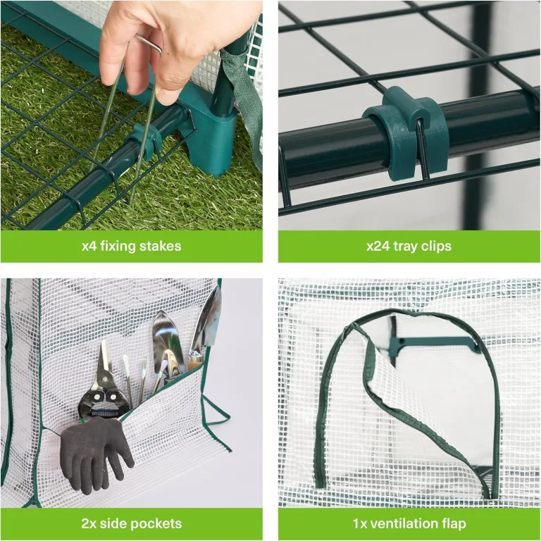 Bramble - Premium Garten Foliengewächshaus für Balkon & Terrasse mit 5 Regalen, Stahlrahmen & Verstärkter PVC-Abdeckung - Stabil & Einfach zu Montieren - 193x69x49cm Weiß – Bild 4