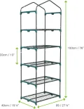 Bramble - Premium Garten Foliengewächshaus für Balkon & Terrasse mit 5 Regalen, Stahlrahmen & Verstärkter PVC-Abdeckung - Stabil & Einfach zu Montieren - 193x69x49cm Weiß - Thumbnail 6