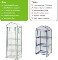 Bramble - Premium Garten Foliengewächshaus für Balkon & Terrasse mit 5 Regalen, Stahlrahmen & Verstärkter PVC-Abdeckung - Stabil & Einfach zu Montieren - 193x69x49cm Weiß - Thumbnail 3