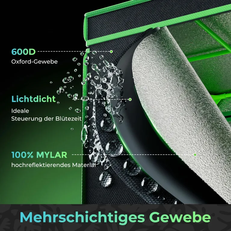 Kingpower Grow Zelt für Pflanzen Zuchtzelt Gewächshaus Box Zuchtschrank Garten Anzucht Gemüse Kräuter Grow Schrank Indoor Blumen klein Tomaten Hydro Green, Größe:120 x 120 x 200 cm (08) – Bild 5