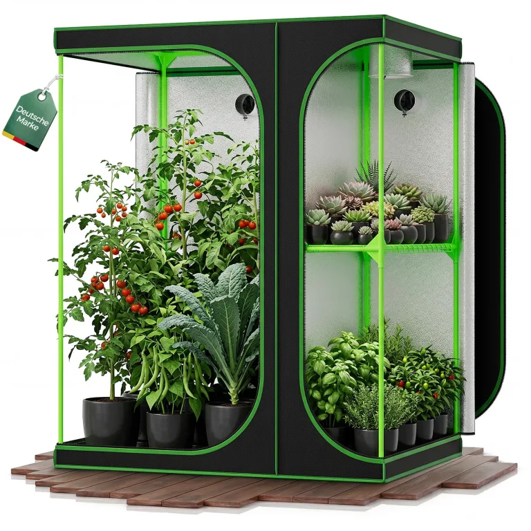 Kingpower Grow Zelt für Pflanzen Zuchtzelt Gewächshaus Box Zuchtschrank Garten Anzucht Gemüse Kräuter Grow Schrank Indoor Blumen klein Tomaten Hydro Green, Größe:120 x 120 x 200 cm (08) – Bild 9
