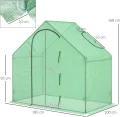 Outsunny Gewächshaus mit Fernster, Rolltür, Winterfest Foliengewächshaus aus Stahl, Treibhaus für Balkon, Garten, Tomatenhaus 180 x 100 x 168 cm, Tomatengewächshaus für Tomaten, Gemüse, Dunkelgrün - Thumbnail 7