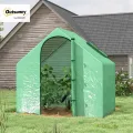 Outsunny Gewächshaus mit Fernster, Rolltür, Winterfest Foliengewächshaus aus Stahl, Treibhaus für Balkon, Garten, Tomatenhaus 180 x 100 x 168 cm, Tomatengewächshaus für Tomaten, Gemüse, Dunkelgrün - Thumbnail 2
