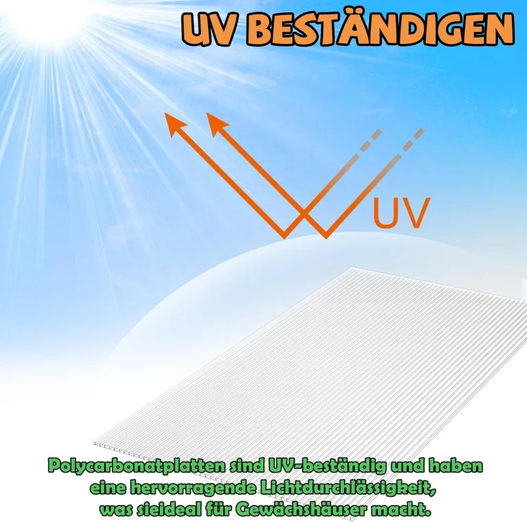 Froadp 14pcs Gewächshausplatten Zuschneidbar Stegplatten UV-Beständigen Polycarbonat Hohlkammerplatten 605x1210x4mm Polycarbonatplatten Transparente Doppelstegplatten für Garten Gewächshäuser – Bild 3