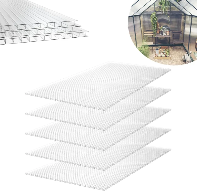 Froadp 14pcs Gewächshausplatten Zuschneidbar Stegplatten UV-Beständigen Polycarbonat Hohlkammerplatten 605x1210x4mm Polycarbonatplatten Transparente Doppelstegplatten für Garten Gewächshäuser – Bild 1