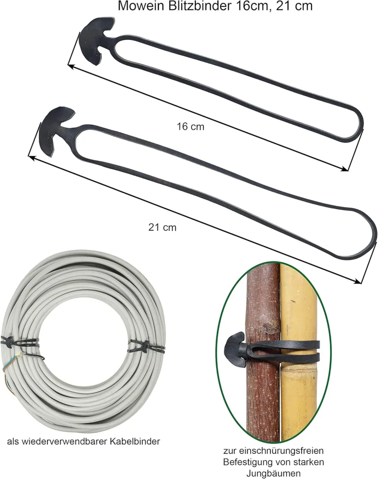 40 Blitzbinder 11cm - Pflanzenbinder für Gartenbau und Haushalt | Kabelbinder | Schlauchbinder | Universalbindung aus Gummi | 40 Stück | UV-beständig und elastisch | wiederverschließbar – Bild 7