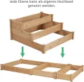 Yaheetech 3 stufiges Hochbeet Holz Balkon Garten Kräuterbeet Frühbeet Gartenbeet Pflanzenbeet Stufenbeet Blumentreppe stapelbar, 120 x 120 x 56 cm - Thumbnail 5
