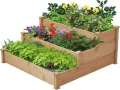 Yaheetech 3 stufiges Hochbeet Holz Balkon Garten Kräuterbeet Frühbeet Gartenbeet Pflanzenbeet Stufenbeet Blumentreppe stapelbar, 120 x 120 x 56 cm - Thumbnail 1
