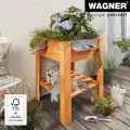WAGNER GrowFAMILY - Hochbeet - GrowBOX Light - Nadelholz, Massivholz FSC®, Kastanie, 53,5 x 53,5 x 70 cm, Regalboden, inkl. Pflanztasche - 25038001 - Thumbnail 3